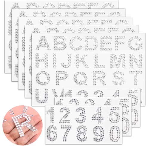 98 Stück Buchstaben Zahlen Aufkleber, Silber Glitzer Strass Aufkleber Acryl Buchstaben Zahlen Aufkleber Selbstklebende Aufkleber 26 Buchstaben Aufkleber und 0-9 Zahlen Aufkleber für DIY-Basteleien