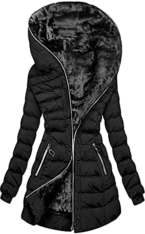 callmo Mantel Damen Lang Herbst Winter Einfarbig Fell Kragen Warmer Parka Elegant Plüsch Gefüttert Wintermantel Mit Kapuze Casual Knopfleiste Winterjacke Frauen Kapuzenmantel Mit Tasche Daunenmantel