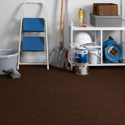 Steffensmeier Teppichboden Nadelfilz Paris | Meterware Rollenware Bodenbelag 3 mm für Abstellkammer Dachboden Hobbyraum | Braun, Größe: 300x500 cm