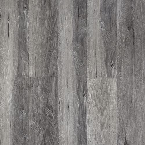 FLOREXP Vinyl-Bodenbelag – Linoleum-Bodenbelag mit Holz-Effekt,abziehen und aufkleben,Bodenfliesen,selbstklebend,2.0mm 1 Stück,wasserdicht, für Küche, Wohnzimmer-(Grau)