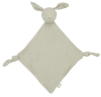Jollein Schmusetuch Baby - Bunny Ears, Olive Green - Schnullertuch - 100% Baumwolle - Schnuffeltuch - Olivgrün