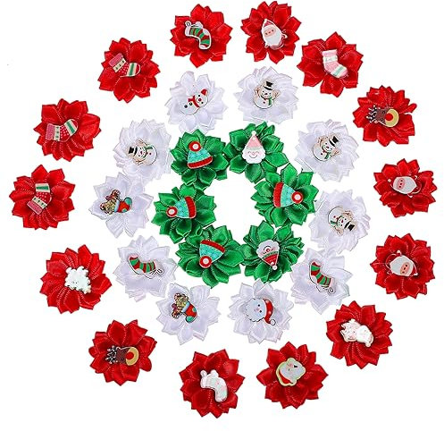 HAPINARY 30stücke Teiliges Weihnachts-Haarband Hunde Bequeme Und Langlebige Haargummis Mit Blumenmotiv Weihnachtsaccessoires Für Haustiere Geeignet Für Hunde Katzen Und Welpen