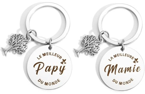 Cadeau Fête des Grands-Parents - Porte-Clef pour Grand-Mère, Mamie, Grand-Père, Papy, Papi - Idée Noël