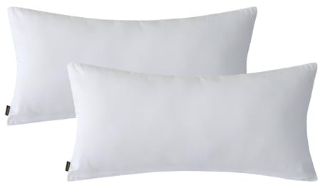 MILDLY Kissenbezug 40x80 Baumwolle Satin,Kissenbezüge 2 Teilig mit Reißverschluss,ÖkoTex Zertifiziert, Weich und Bequem, Weiß