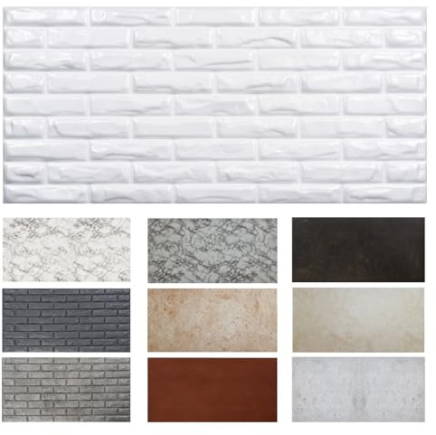 MDEKOR Wandpaneele Ziegel 50x100 cm | XPS 3D Wandverkleidung in Ziegeloptik| 40 Stück = 20 m² Brick White | Paneele 12 mm dick | Dekorative Platten aus Porystyrol für Innenräume