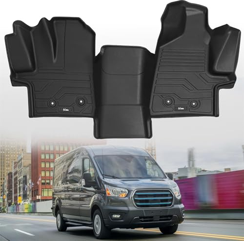 KARPAL Floor Mats for 2022-2026 Ford Transit/E-Transit w/Vinyl Floors (No Transit Connect), Custom Fit TPE All Weather Ford Transit Accessories Front Floor Liner