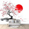Peinture À L'Encre Fleurs De Cerisier Japonais Papier peint intissé Blanc Rouge Décoration Murale Poster Tableaux Muraux Tapisserie Photo Effet 3D 200x140 cm