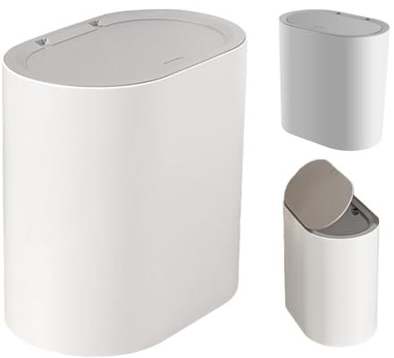 Missmisq Papelera De Baño Con Tapa, Cubo De Basura Con Tapa A Presión, Cubo De Basura De plásticos Moderno, Cubo De Basura De Cocina, Cubo De Basura Delgado Para Dormitorio, Baño, Sala De Estar