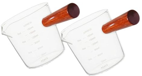 OKUMEYR 2pezzi Tazza Espresso Con Manico Legno Da e Pratica Per Latte e Design Elegante e Trasparente Per La Cucina