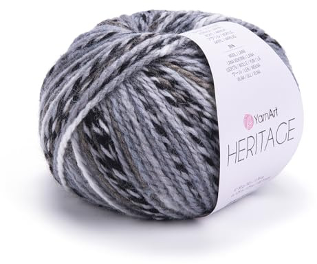 YarnArt Heritage Variegated Wool Yarn - Medium Weight Yarn for Winter Knitting, Soft Hand Knitting Yarn for Sweaters, Cardigans, Scarves, Hats, Winter Knitting Yarn, Scarf and Hat Yarn (330)