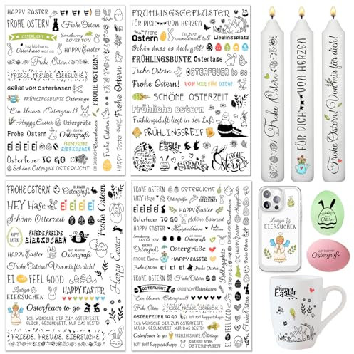 Rub On Sticker Ostern, Kerzen Tattoo Ostern Rub Ons Folie Ostern Frühling Sprüche für Raysin Keraflott Möbel Glas Holz Klötzchen Scrapbooking Sticker, Rub-On Transfer Aufkleber Kerzentattoos Ostern