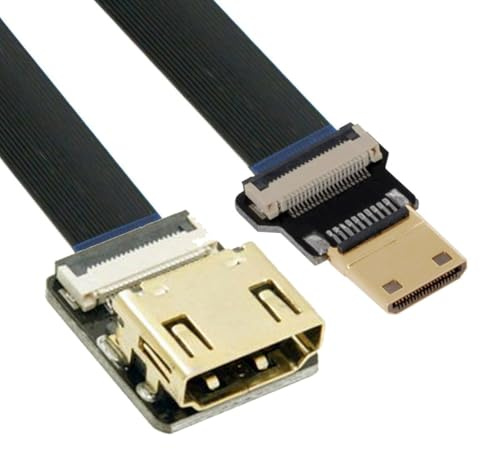 CY Cord Ultra Slim Mini HDMI Male to HDMI Female Extension FPC Flat Cable 1080P for HDTV Multicopter Aerial Photography C1-A4 (50cm)