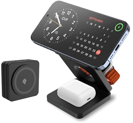 Wireless Charger Portable 3 in 1 Charging Station Apple Watch iPhone Charger Stand Foldable 20W Mag Charging Dock Magnetic Fast Docking Station for iWatch Airpods Samsung Phone 14/13/12 etc