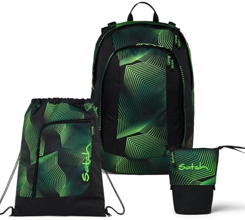 Satch Air Pencil Slider Light Edition Schulrucksack Set 3tlg. inkl. Sportbeutel (Seismic Green)