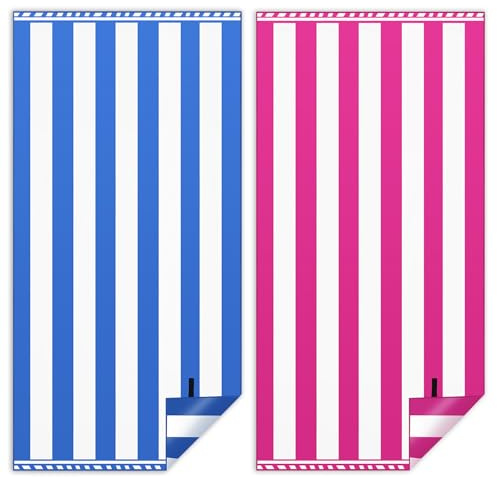 Toalla Playa XXL Juego de 2-90 X 180 cm (Azul Oscuro + Rojo Rosa) | Toalla Grande de Microfibra de Secado RáPido, Toalla de BañO Sin Arena, Manta de Playa Para Mujer