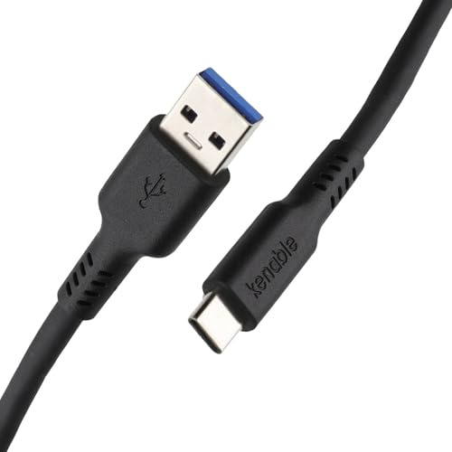kenable USB 3.0 A to USB-C Cable Fast Charger Data Lead 5Gbps 3A Phone Tablet Charging Cord Black 0.5m