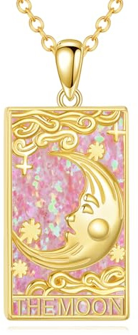 YFN Tarot Kette Sterling Silber Tarot Halskette Anhänger Opel Schmuck Weihnachten Geburtstag Geschenk für Männer Damen