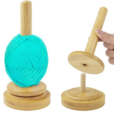 Tragbarer Garnhalter aus Holz, Holzspinn garn und Fadenhalter, Wollwickler Garnrollenhalter, Wollabwickler mit Kugellager, Garnhalter Dispenser Drehender, für Nähbegeisterte (Natürliche Holzfarbe)