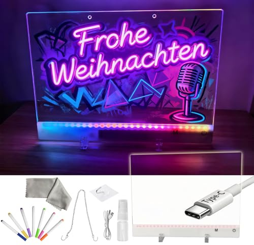 leuchtendes led zeichenbrett Touch-Start 10 Farbmodi Typ-C-Aufladung eingebaute 1100mah-Batterie 7 PC Colours stifte RGB Acrylic Notice Board Abwischbar lcd schreibtafel letterboard 35 * 25CM