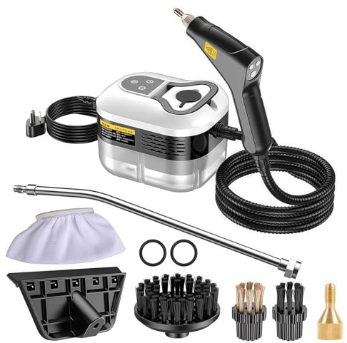 2500W Hochdruck Dampfreiniger Handgerät für Haushalt, 15s Heizung | 3.5 BAR Hochdruckdampf, 1,2L großer Tank, 6-stufig einstellbarer, Digitalanzeige, für Boden, Küche, Badezimmern, Autos