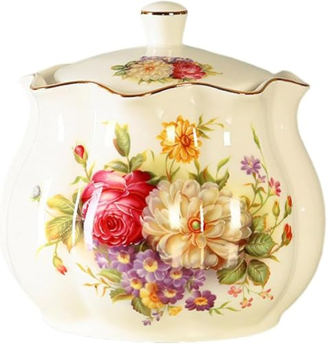 Vintage Floral Keramik Keksdose mit luftdichtem Deckel, großer Porzellan-Küchenbehälter für Zucker, Tee, Kaffee, Müsli, Süßigkeiten, Snacks, Trockenfrüchte, Nüsse