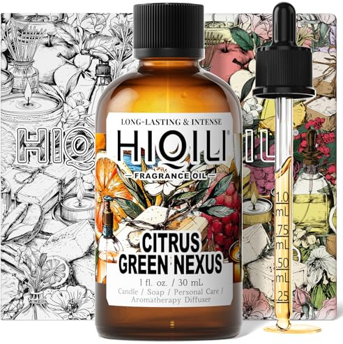 HIQILI Citrus Green Nexus Duftöl für Diffusor, DIY & Zitrus | Frischer Zitrus- & Grüner Tee-Duft für Seifenherstellung, Neuwagen & Raum. Belebendes Aroma - 30mL / 1 fl.oz