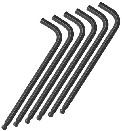 Sunkoo 6-Piece Allen Key Set with Ball Head 2.5 mm, Extra Long Design in Black Allen Key Set Made of Cr-V Steel, Allen Key Set for Assembly and DIY