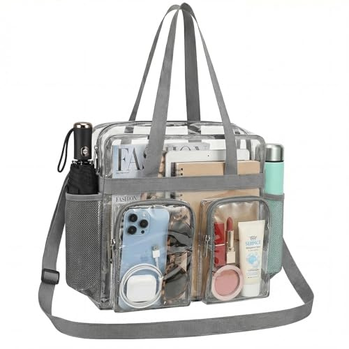 Dwitkul Durchsichtige Taschen PVC Tasche Transparente Tragetasche Clear Bag Stadium Approved Durchsichtige Tasche Bibliothek für Arbeit, Sportspiele und Konzerte (30x30x15cm)
