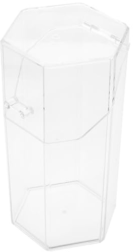 Generic Hexagonal Acrylic Makeup Brush Holder Dustproof Flip Lid Cosmetic Storage Organizer Bucket for Beauty Tools and Brush Display for Dressing Table