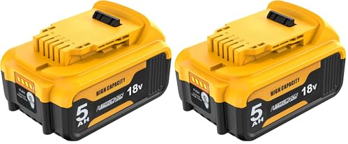 Power Elektro DCB184 18V 5.0Ah Replacement XR Battery Compatible with DEWALT DCB200 DCB180 DCB181 DCB182 DCB201 DCB200-2 Lithium Ion Battery 18 Volt MAX XR Tools (Pack of 2)