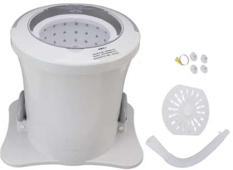 Mini Portable Dehydrator High Capacity Electricity Free Hand Drawstring Dehydrator Ultra Fast 2500RPM Centrifugal Spin Dryer for Dormitory Travel (White)