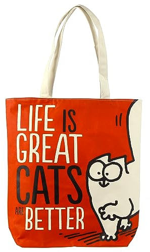 Puckator Simon's Cat Einkaufstasche LIFE IS GREAT CATS ARE BETTER SHOPPER Rot one size