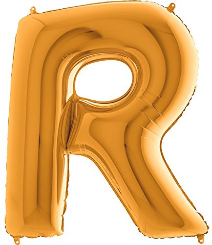 Trendario Ballon Buchstaben - XXL Riesenbuchstabe 100cm Folienballon - Helium Luftballons für Geburtstag, Taufe, Party Deko, Hochzeit (R, Gold)