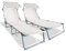 VOUNOT 2er Set Sonnenliege mit Dach, Klappbare Strandliege, Gartenliege Liegestuhl, Sonnendach und Rückenlehne Verstellbar, 190 x 58 x 27 cm, Beige