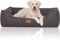 Knuffelwuff Hundebett Lotte aus Velours mit feinem Handwebcharakter XL 105 x 75cm Grau - abnehmbarer Bezug - waschbar - für große, mittelgroße und kleine Hunde