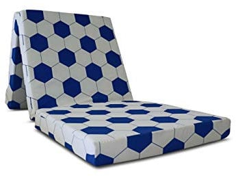 Visco Therapy Folding Futon Mattress Single 190x63x8 cm – Soccer Blue Design Z Bed Guest Mattress with Washable Polyester Cover – Portable Foam Futon for Kids’ Sleepovers, Camping & Guest Rooms