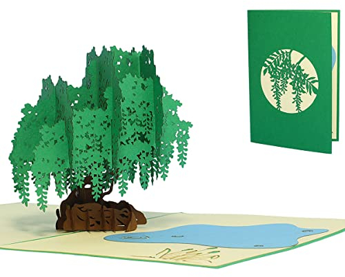 LINPOPUP®, LIN17593, Pop Up Karte Baum, Pop Up Karte Natur, Pop Up Geburtstagskarte, POP UP Karten Geburtstag, 3D Grußkarten Baum, Klappkarte, Geburtstagskarte, Gutschein Teich Garten, N347