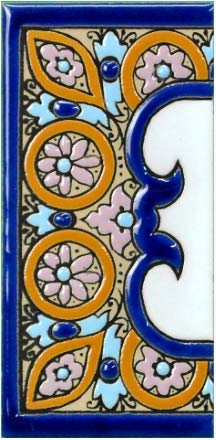 TORO DEL ORO Numeri casalinghi e lettere in piastrelle Ceramica smaltata, dipinti a mano tecnica corda secca, nomi e direzioni, design arco blu 5,5 x 10,5 cm (Bordo «margine largo»)