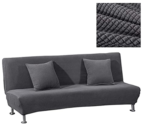WINS Sofabezug für Schlafsofa, ohne Arm, dehnbar, rutschfest, Futonbezug, 2-Sitzer, Grau