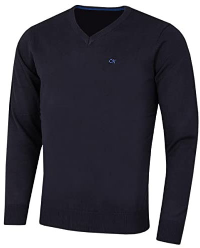 Calvin Klein Herren Pullover mit V-Ausschnitt - Navy - L.