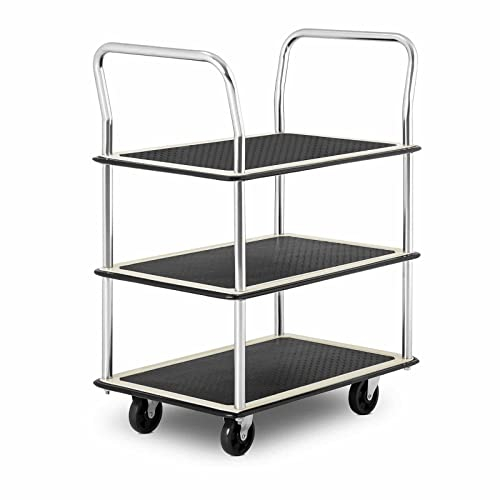 MSW MSW-PW-150 Etagenwagen mit Rollen Werkstatt Rollwagen 150 kg Werkstattwagen Werkzeugwagen Transportwagen 3 Ebenen