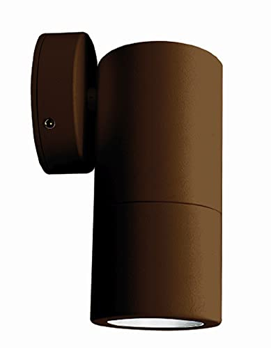 Licht-Erlebnisse Kompakte Außenlampe Wand IP54 Aluminium E27 in Braun LEENA Wandleuchte Downlight Strahler Haus Eingang