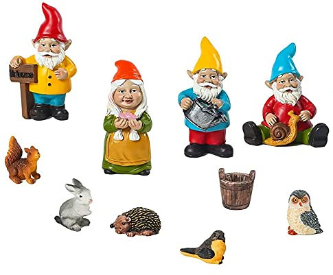 TopHomer Lot de 10 statues de jardin miniatures, figurine de nain amusante, statue de nains en résine, décoration de micro paysage, décoration de jardin et maison