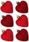 6 Pack 50mm Glitter / Plain Hearts Christmas Decoration - Red 8414