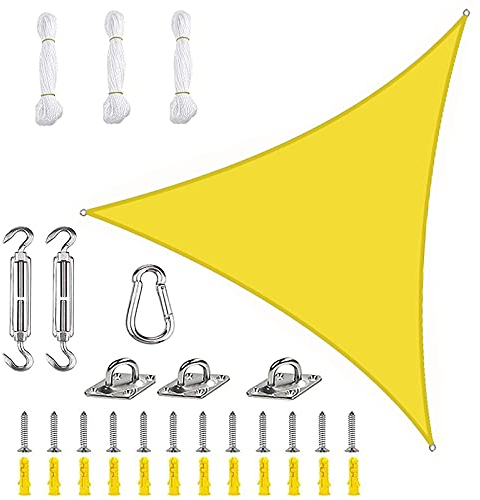 PYapron Sonnensegel Sonnenschutz Dreieck Polyester Windschutz Wetterschutz Wasserabweisend Imprägniert 95% UV Schutz Mit Seilen Und Befestigungs Kit Für Outdoor Garten,#8,6x6x6m