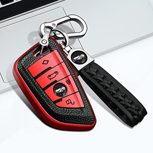 Weiche TPU-Autoschlüssel-Shell-Abdeckung, Auto-Smart-Control-Schlüsselschutzhülle für BMW 1/2/5/7 Serie und X1/X3/X5/X6 usw. (Rot)