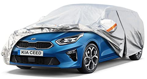 Kayme Autoabdeckung Wasserdicht Atmungsaktiv Passend für 2007-2024 Kia Ceed, Vollgarage Autoplane für Regen Sonne Staub Schutz, Auto Abdeckplane Faltgarage Abdeckung im Winter(3-7 Tage liefern)