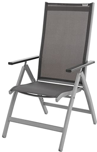 Doppler Klappstuhl Expert Plus I Garten Klappstuhl in Metallgrau/Grau I Terrassenstuhl klappbar I Hochlehner Gartenstuhl I Balkonmöbel platzsparend I Gartenklappstühle mit hoher Rückenlehne