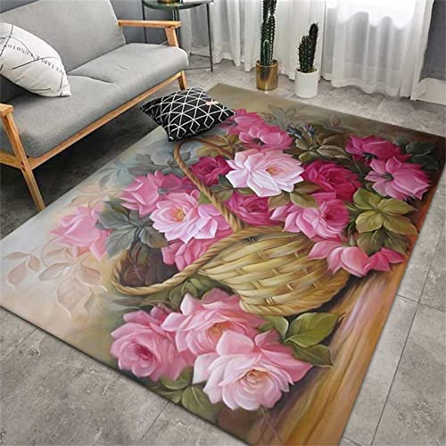 DJHWWD Grand Tapis Salon Tapis D Entree Tapis Rose Vert Marron Tapis De Salon Rectangulaire De Style Chinois Modernedecoration Chambre ado Fille Aesthetic 80X160CM