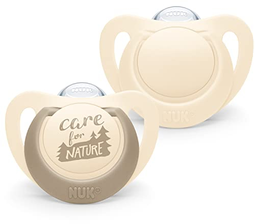 NUK for Nature Babyschnuller | aus nachhaltigem Silikon | kiefergerechte Form | BPA-frei | 6-18 Monate | beige | 2 Stück
